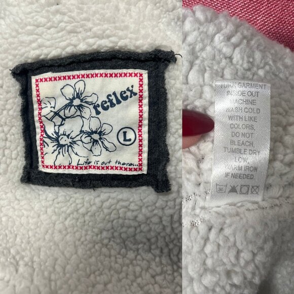 Y2K LOVE Reflex Full Zip Sweatshirt Dark Gray Collared Long Sleeve Women's Large - Picture 7 of 7